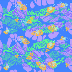 Fototapeta na wymiar Spring-summer collection vector seamless pattern. Vivid palette, lollypop colors. Fashion textile print.