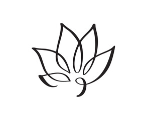 Lotus Flower hand drawn Logo yoga abstract Beauty Spa salon Cosmetics brand. Looped Leaves Logotype design vector Luxury Fashion template