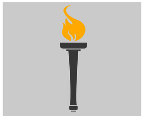 abstract torch sign flame Yellow vector design illustration with Gray Background
