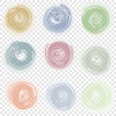 A set of multicolored translucent textures on an isolated background for the cover and splash. Spring templates for birthday greeting cards.