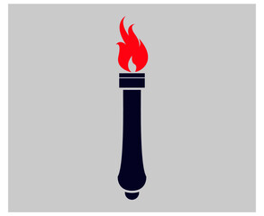 torch icon Red flame vector illustration abstract design with Background Gray
