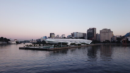Rio de Janeiro, rio, Brazil, brasil, museum, sunset, city center, downtown, aerial view, drone,...