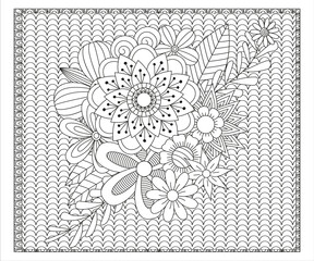 Mehndi flower decoration in ethnic oriental, indian style. doodle ornament. outline hand draw illustration. coloring book page