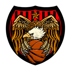 vector of eagle hold a ball of basketball for basketball club logo