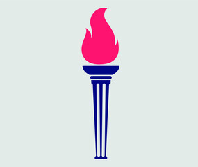 fire torch vector abstract Red flame illustration design with Background Gray
