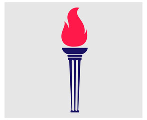 fire torch vector abstract Red flame illustration design with Background Gray
