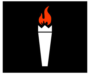 torch White logo abstract illustration vector design with Background Black
