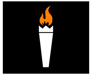 torch White logo abstract illustration vector design with Background Black
