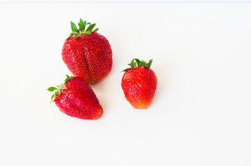 Strawberry. Three Berry Isolated on a White Background 