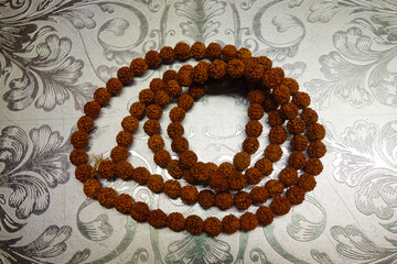 Rudraksha necklace made of 108 beads from natural seeds