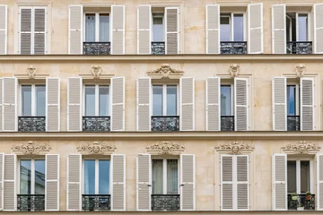 Fotobehang Paris, beautiful facade in the Marais, detail of the windows  © Pascale Gueret
