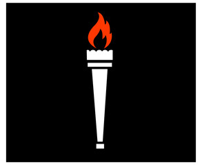 abstract torch White design logo illustration on Black Background

