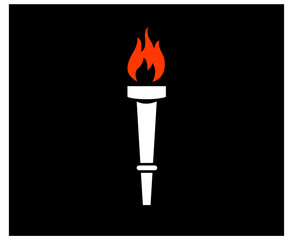 Flaming torch White abstract on Background Black illustration design
