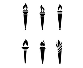 design torch Black Collection symbol flame abstract illustration vector on Background 