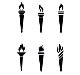 design torch Black Collection symbol flame abstract illustration vector on Background 