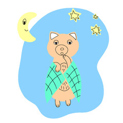 Cute panda wearing blanket cartoon vector illustration