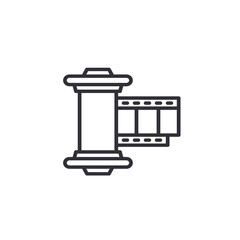Film reel icon, cinematography and photography tape strip. The video icon. Movie symbol. Flat