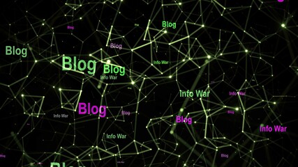 Info war and blog text against abstract background