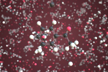 Molecule of acetophenone, conceptual molecular model. Conceptual 3d rendering