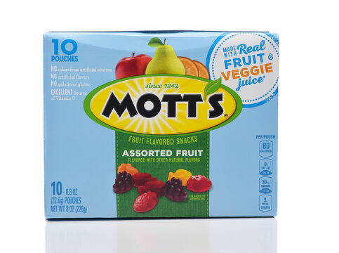IRVINE, CALIFORNIA - 12 JUN 2021: A box of Motts Assorted Fruit Snacks.