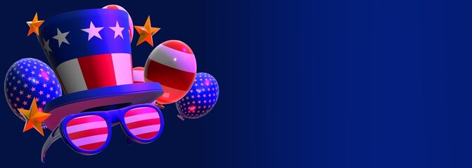 Illustration 4th of july - independence day balloons background. 3d illustration © Kerfin7