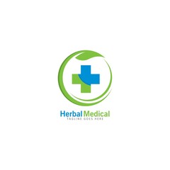 herbal medical logo vector icon illustration