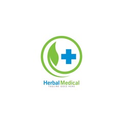 Obraz premium herbal medical logo vector icon illustration