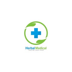 herbal medical logo vector icon illustration