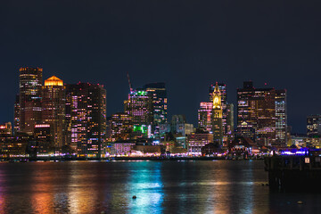 Fototapeta na wymiar boston city skyline at night