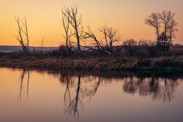 Bug river, viewpoint near Szumin, small village in Masovian Voivodeship of Poland
