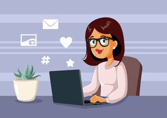 Woman Spending Time on Social Media on Her Laptop