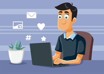 Man Spending Time on Social Media on Her Laptop