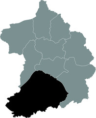 Obraz premium Black location map of the Düsseldorfer Stadtbezirk IX (Werden-Kettwig-Bredeney) district inside the German regional capital city of Essen, Germany