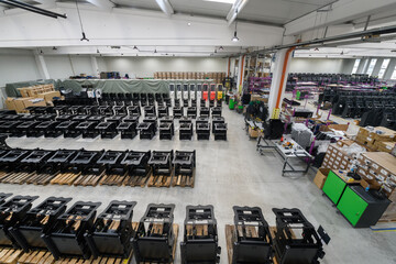 Obraz premium modern industrial factory for mechanical engineering equipment and machines manufacture of a production hall 