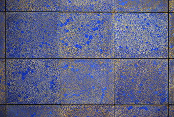 Gray background with blue speckles.