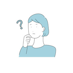 疑問に思う若い女性のイラスト