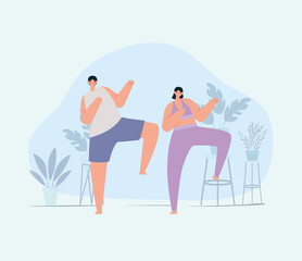 fitness couple illustration