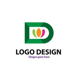 Clean and stylish logo forming the letter D with business card templates.