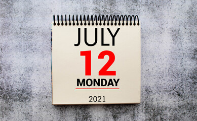 Save the Date written on a calendar - July 12