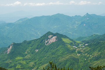 Fototapeta premium Early summer scenery of Dabie Mountain Bodao Peak Scenic Area in Luotian, Huanggang, Hubei, China
