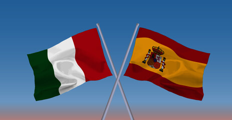 イタリアとスペインの国旗