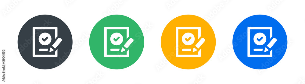 Poster Contract and agreement icons set vector on circle design.