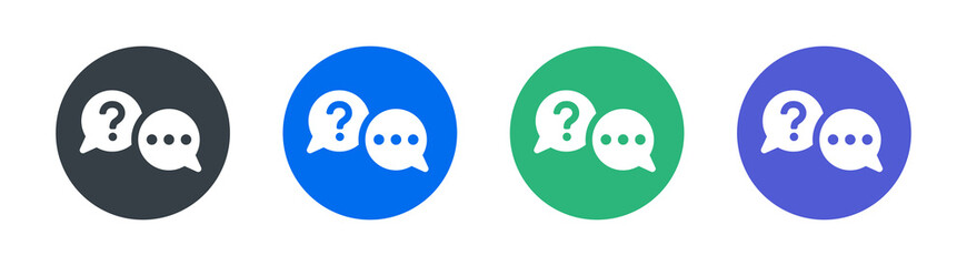 Asking question or discussion speech bubble icon vector illustration on isolated background.