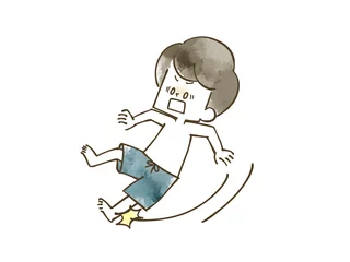 Fotobehang 滑って転ぶ男の子 © ayakono