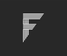 F Letter Logo With White Stripes Dynamic Design. Connection Of Lines, Letter Symbol Vector Illustration Template. Modern, Elegant, Luxury icon for your Corporate identity.