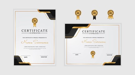 Modern black and gold certificate