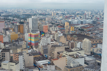 SAO PAULO, BRAZIL - JUNE 11, 2021: Skyline view of Sao Paulo in a cloudy day Including downtown Paulista Avenue buildings famous and historical places