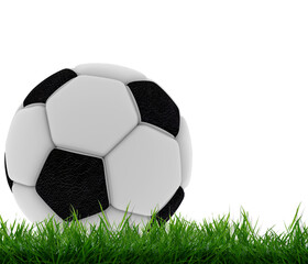 Fototapeta na wymiar ball football soccer isolated in white background on green grass - 3d rendering