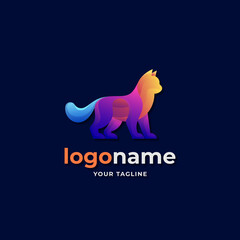 abstract cat logo gradient style for pet and animal lovers business company

