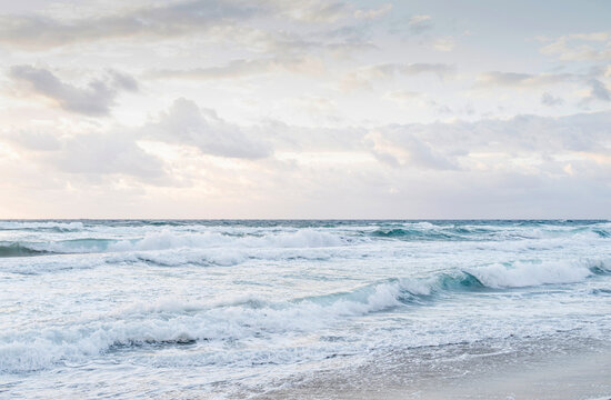 USA, Florida, Boca Raton, Sea Waves And White Clouds